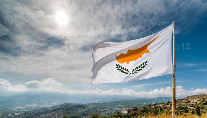 The flag of Cyprus flutters in the wind