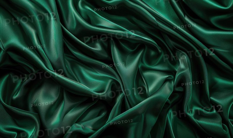 Background covered in opulent silk fabric in regal emerald green AI generated