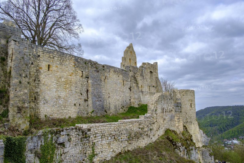 Ruin of the medieval Hohenurach Castle, Bad Urach, Swabian Alb, Baden-Wuerttemberg, Germany, Europe