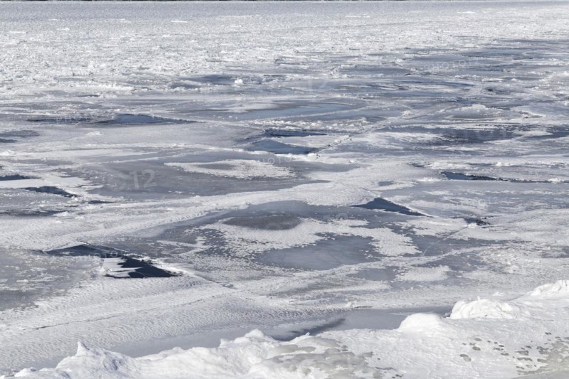 Winter, pack ice in the Saint Lawrence River, Province of Quebec, Canada, North America