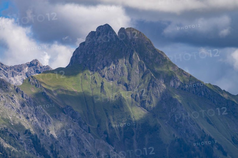 Mountain panorama from Soellereck to Hoefats, 2259m, Allgaeu Alps, Allgaeu, Bavaria, Germany, Europe