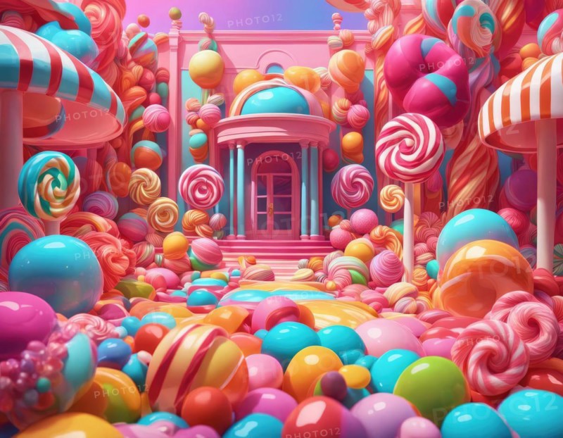 Abstract and fantastic background of colorful candies, AI generated