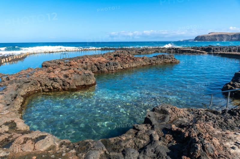 Beautiful natural pools Las Salinas de Agaete in Puerto de Las Nieves in Gran Canaria, Spain, Europe