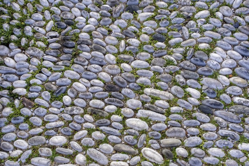 Pebble paving, background, texture, old town of Rhodes, Greece, Europe