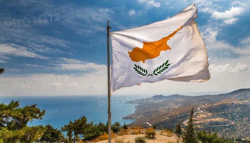 The flag of Cyprus flutters in the wind