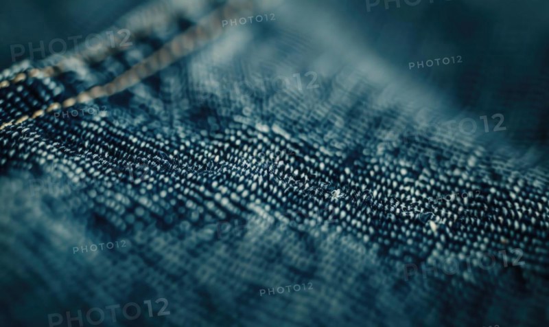 Closeup view of dark indigo denim material AI generated