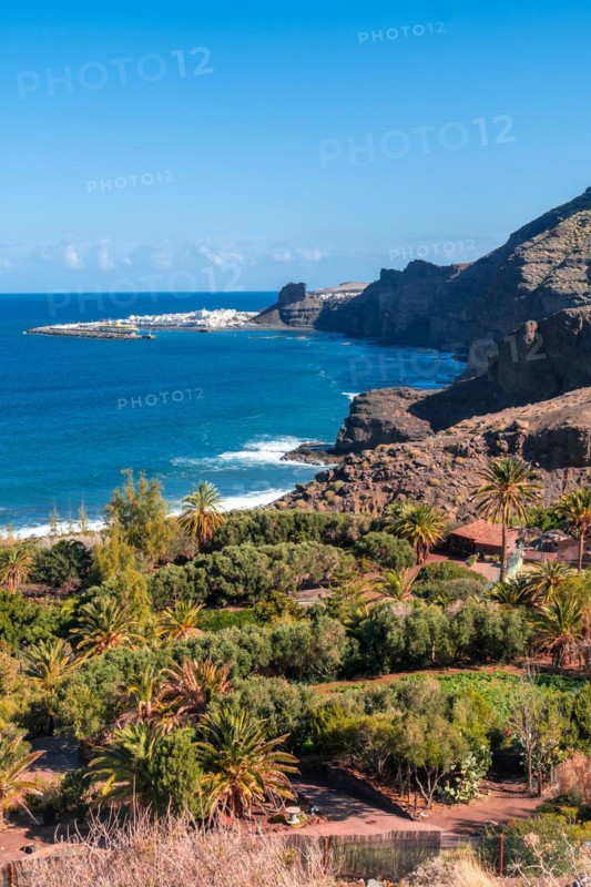 The town of Agaete from the Barranco de Guayedra viewpoint. Gran Canaria. Spain