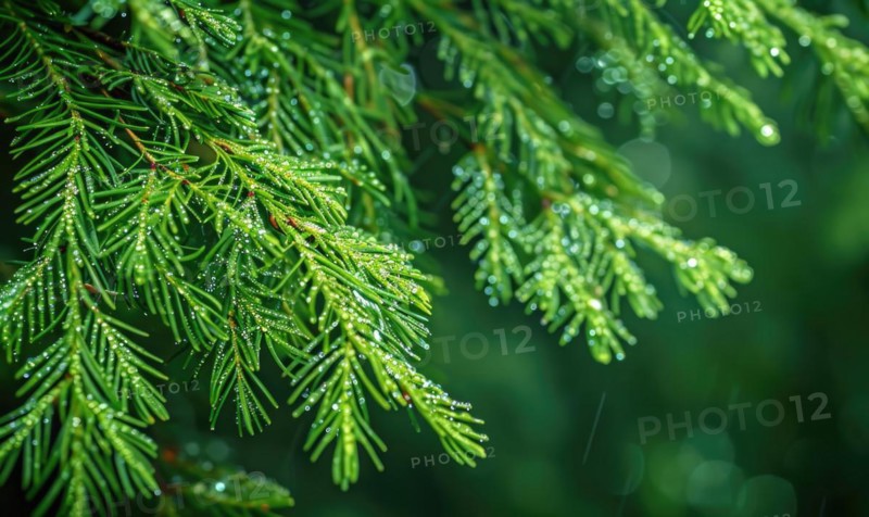 Close-up of cedar branches with vibrant green needles AI generated