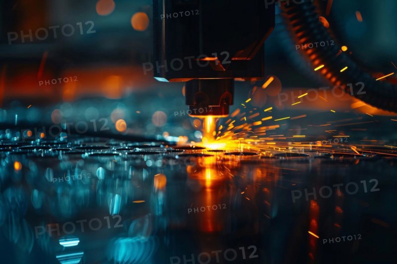 Close up of industrial laser cutting material. KI generiert, generiert, AI generated