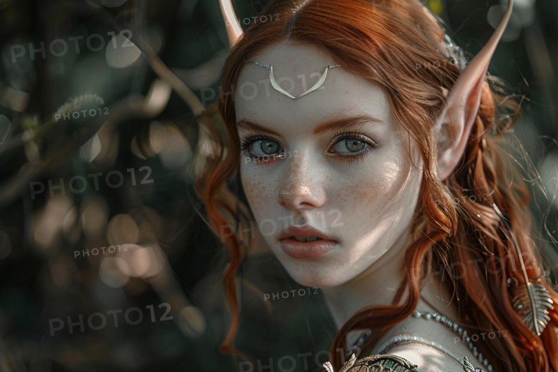 Beautiful elf woman with elven ears. KI generiert, generiert, AI generated