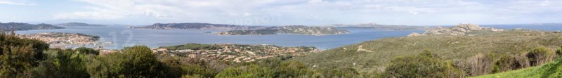 View of the coast at La Maddalena, panoramic photo, Palau, Sardinia, Italy, Oceania