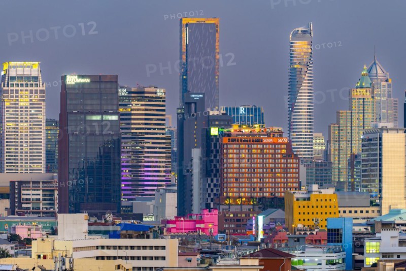 Panorama from Golden Mount, skyline of Bangkok, Thailand, Asia