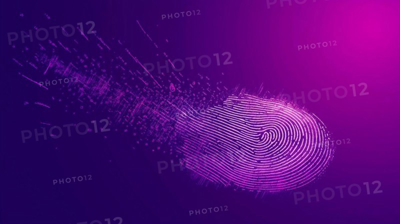 Abstract of fingerprint on gradation. generative AI, AI generated