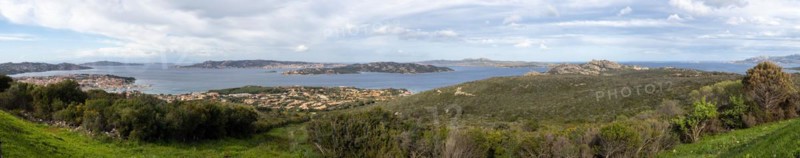View of the coast at La Maddalena, panoramic photo, Palau, Sardinia, Italy, Oceania