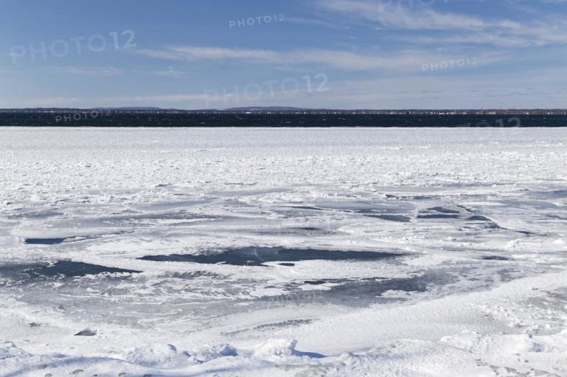 Winter, pack ice in the Saint Lawrence River, Province of Quebec, Canada, North America
