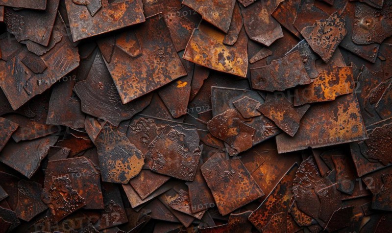 Abstract background with rusted metal plates in shades of deep brown and ochre AI generated