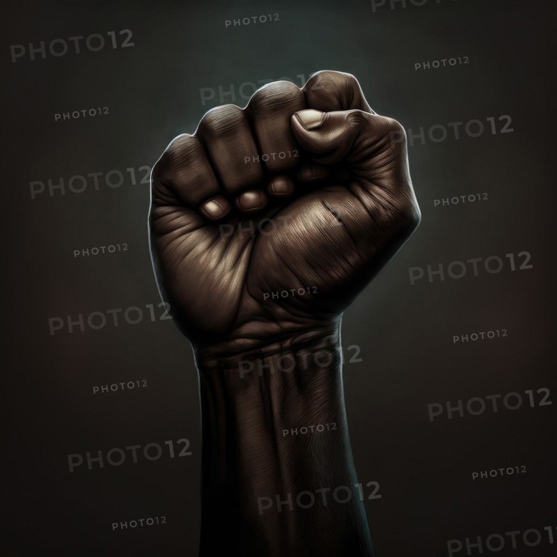 Upward fist of an African American hand. Generative AI image, AI generated