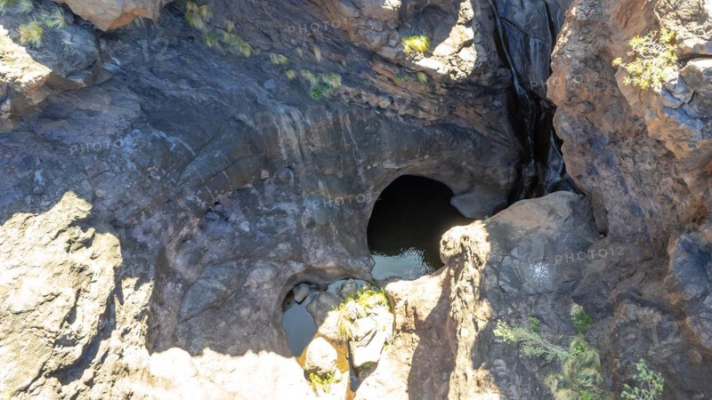 Beautiful aerial landscape of Charco Azul in the Podemos to Agaete in Gran Canaria, Canary Islands