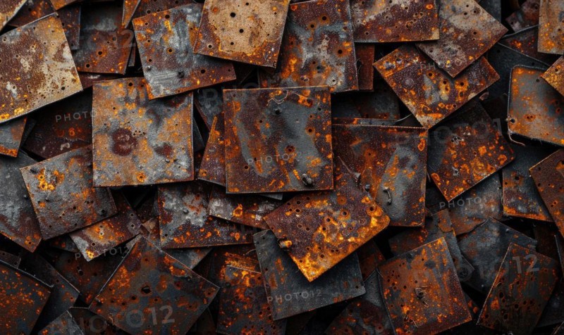 Abstract background with rusted metal plates in shades of deep brown and ochre AI generated
