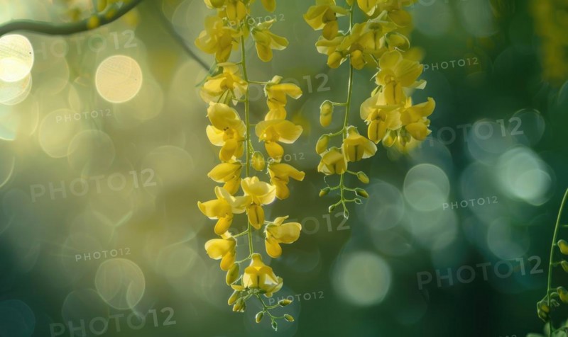 Laburnum flowers swaying in the breeze AI generated