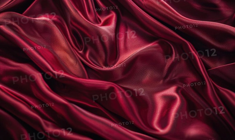 Background covered in opulent silk fabric in deep ruby red AI generated