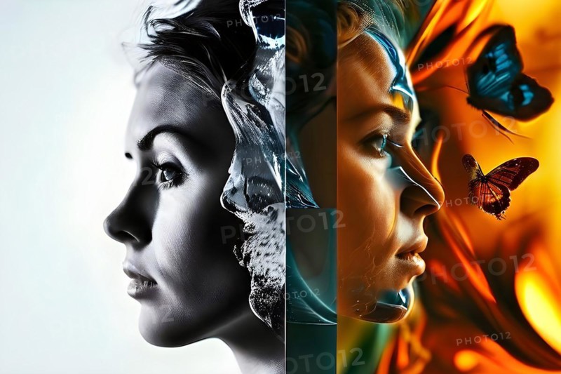 AI generated sequence of photos transitioning through a range of digital distortions symbolizing the process of change and evolution