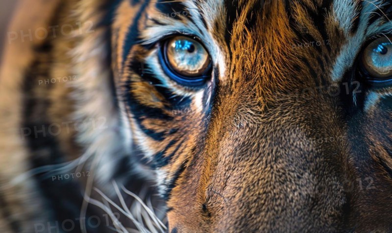 Close-up of a captive Bengal-Siberian tiger AI generated