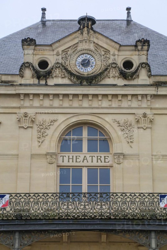 Municipal theatre, Theatre a l'Italienne with balcony railing designed by Hector Guimard in Art Nouveau style and manufactured in the municipal metal foundry Fonderies de Saint-Dizier, Saint-Dizier, Departement Haute-Marne, Region Grand Est, France, Europe