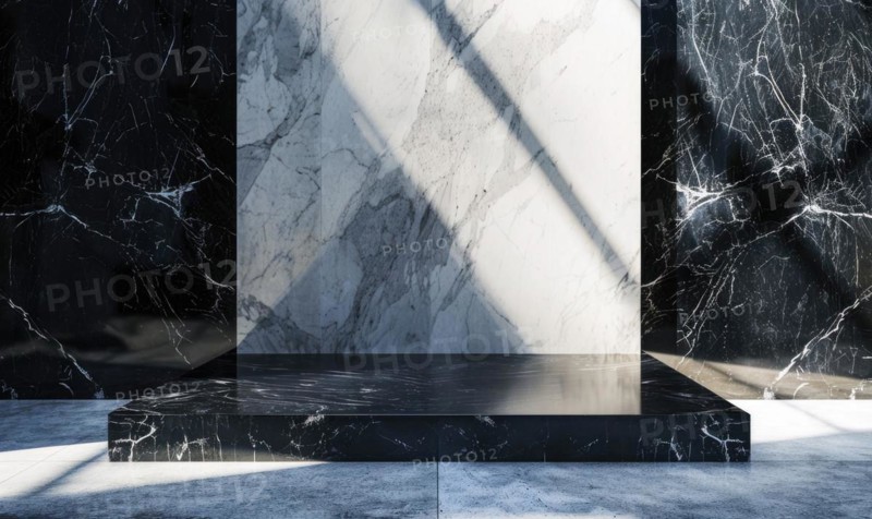 Marble slabs in shades of white and black, abstract background AI generated
