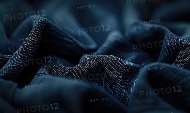 Closeup view of dark indigo denim material AI generated
