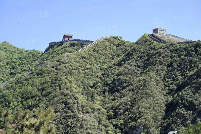Great Wall of China, UNESCO World Heritage Site, near Mutianyu, Beijing, China, Asia, part of the Great Wall of China stretching over green mountains, Asia