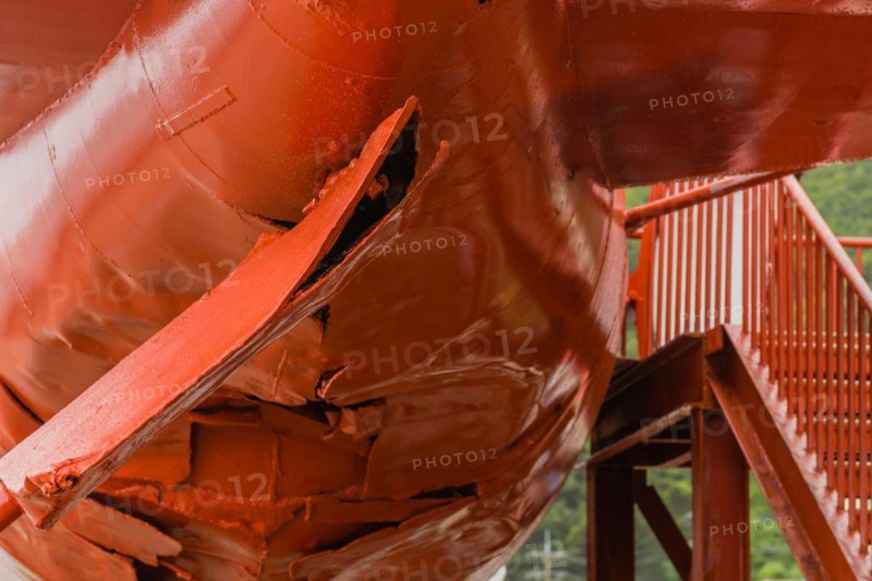 Aft section of North Korean submarine with damaged rudder on display at Unification Park in Gangneung, South Korea, Asia
