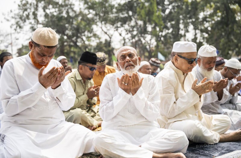 Muslims gather to perform Eid al-Fitr prayer at Eidgah in Guwahati, Assam, India on April 11, 2024. Muslims around the world are celebrating the Eid al-Fitr holiday, which marks the end of the fasting month of Ramadan