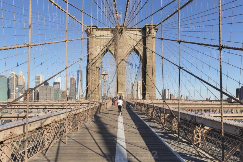 Brooklyn Bridge with Manhattan skyline, New York City, New York, USA, New York City, New York, USA, North America