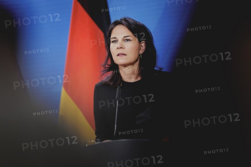 Annalena Baerbock (Alliance 90/The Greens), Federal Foreign Minister, photographed during a joint press conference with Ayman Safadi (not pictured), Foreign Minister of Jordan, after a joint meeting in Berlin, 16 April 2024 / Photographed on behalf of the Federal Foreign Office