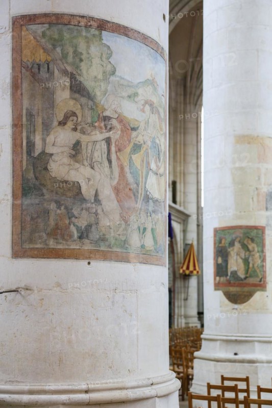 Frescoes, Basilica Basilique Saint-Nicolas-de-Port, Departement Meurthe-et-Moselle, Lorraine, Grand Est region, France, Europe