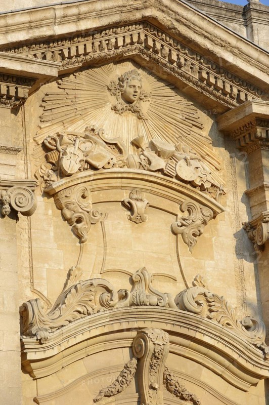 Galerie Ducastel, Relief on the facade, Avignon, Vaucluse, Provence-Alpes-Cote d'Azur, South of France, France, Europe