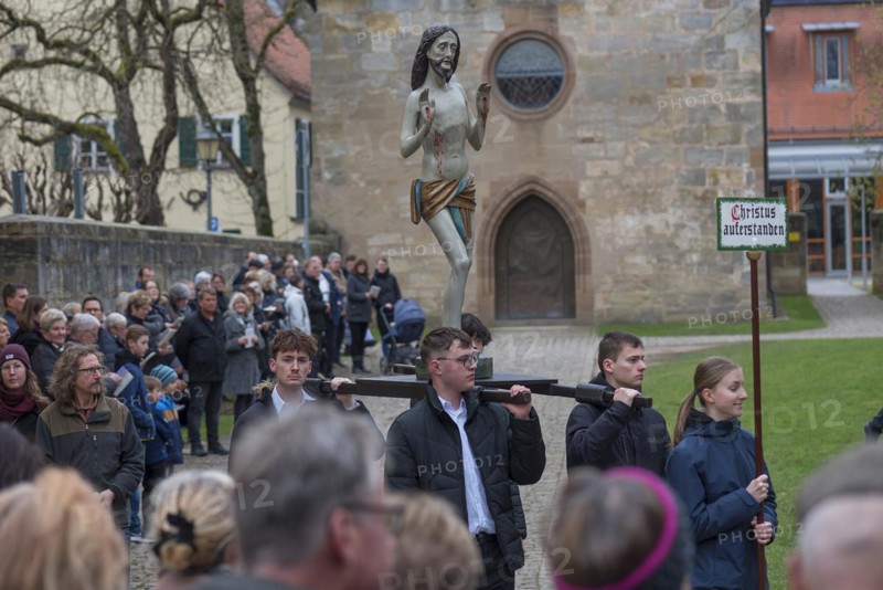 Historic Good Friday procession for 350 years with life-size wood-carved figures from the 18th century, Neunkirchen am Brand, Middle Franconia, Bavaria, Germany, Europe