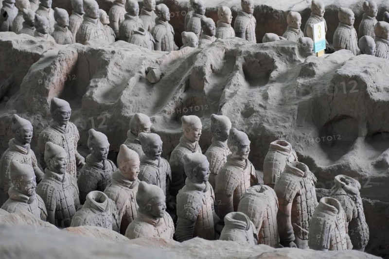 Figures of the terracotta army, Xian, Shaanxi Province, China, Asia, Detailed view of terracotta soldiers in an excavation, Xian, Shaanxi Province, China, Asia