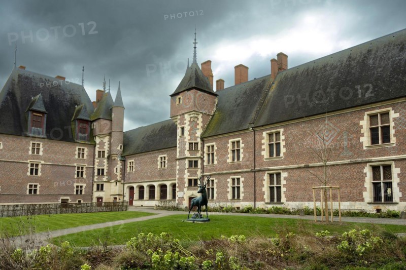 Gien. The castle built from 1482 for Anne de France and Pierre II de Beaujeu, hunting museum, Loiret department, Centre-Val de Loire. France