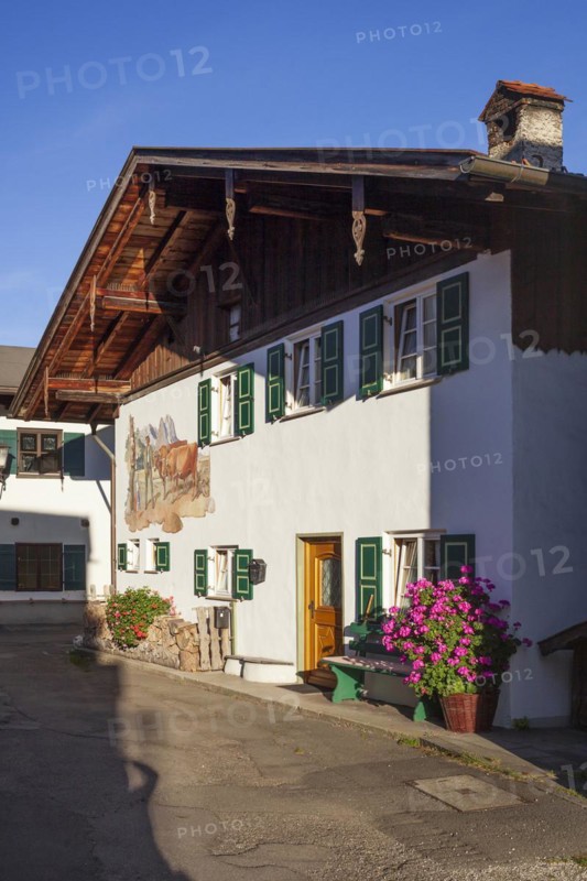 Old house with Lueftlmalerei, Garmisch district, Garmisch-Partenkirchen, Werdenfelser Land, Upper Bavaria, Bavaria, Germany, Europe