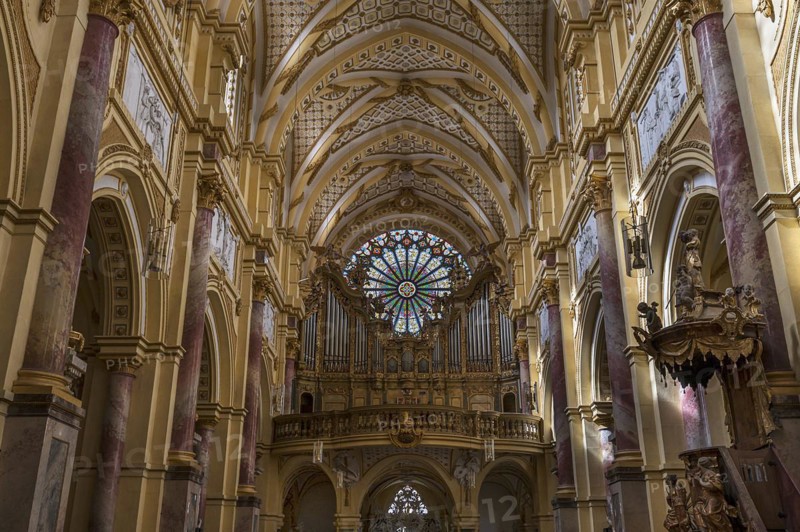 Organ loft and Gothic rose window, Ebrach Abbey, former Cistercian abbey, Ebrach, Lower Franconia, Bavaria, Germany, Europe