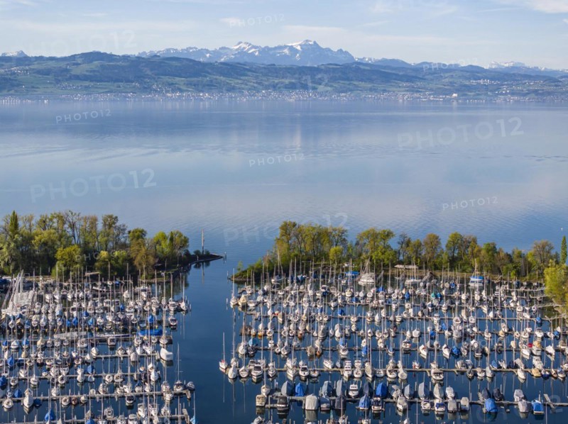 Ultramarin Gohren, the largest water sports centre on Lake Constance, Meichle and Mohr Marina with 1, 400 berths, hotel, sailing school, yacht charter and shipyards, drone photo, Gohren, Kressbronn am Lake Constance, Baden-Wuerttemberg, Germany, Europe