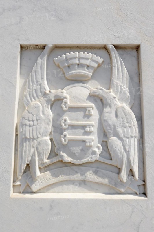 Coat of arms of Avignon, Park Le Rocher des Doms, Avignon, Vaucluse, Provence-Alpes-Cote d'Azur, South of France, France, Europe