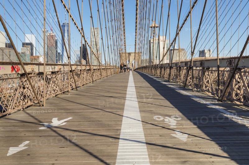 Brooklyn Bridge with Manhattan skyline, New York City, New York, USA, New York City, New York, USA, North America