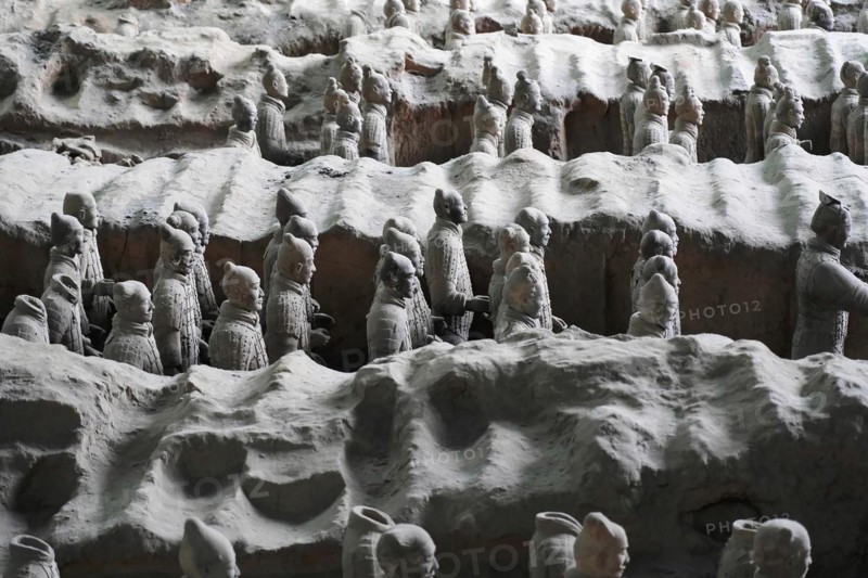 Figures of the terracotta army, Xian, Shaanxi Province, China, Asia, Close-up of the terracotta army with focus on the details and textures, Xian, Shaanxi Province, China, Asia