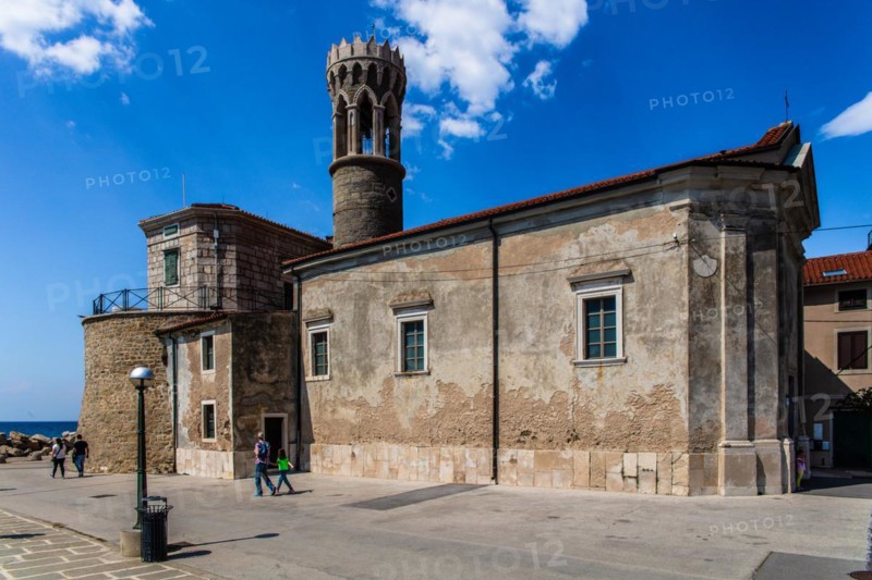 Church of St Clement or Mary Health to avert the plague, 13th century, harbour town of Piran on the Adriatic coast with Venetian flair, Slovenia, Piran, Slovenia, Europe