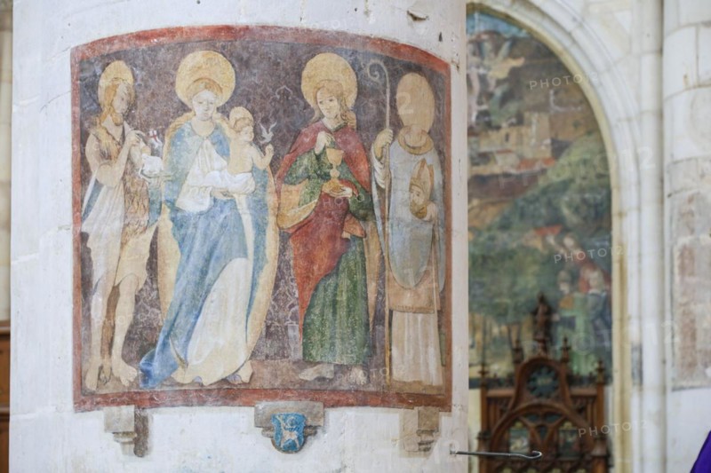 Frescoes, Basilica Basilique Saint-Nicolas-de-Port, Departement Meurthe-et-Moselle, Lorraine, Grand Est region, France, Europe