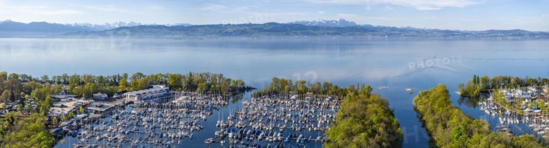 Ultramarin Gohren, the largest water sports centre on Lake Constance, Meichle and Mohr Marina with 1, 400 berths, hotel, sailing school, yacht charter and shipyards, drone photo, Gohren, Kressbronn am Lake Constance, Baden-Wuerttemberg, Germany, Europe