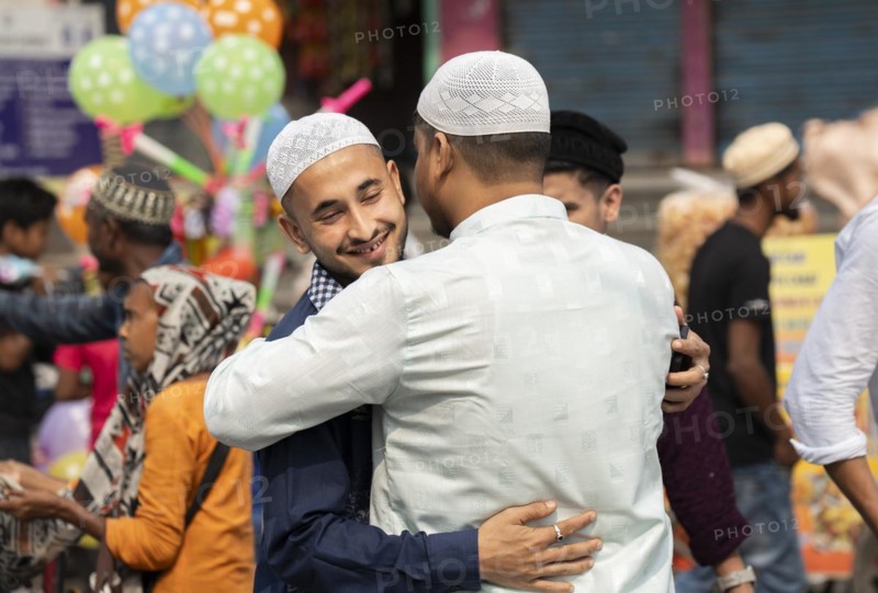 Muslims celebrate Eid al-Fitr, which marks the end of the fasting month of Ramadan, after performing Eid al-Fitr prayer at Eidgah in Guwahati, Assam, India on April 11, 2024. Muslims around the world are celebrating the Eid al-Fitr holiday, which marks the end of the fasting month of Ramadan
